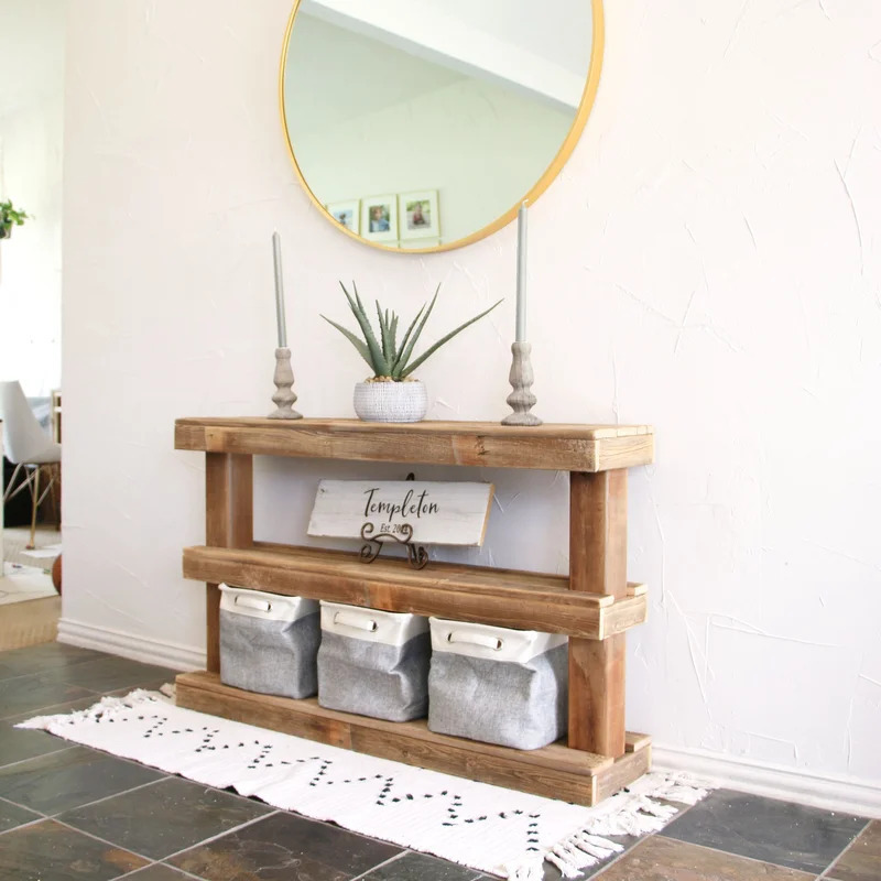 Solid Pine Farmhouse Console Table  