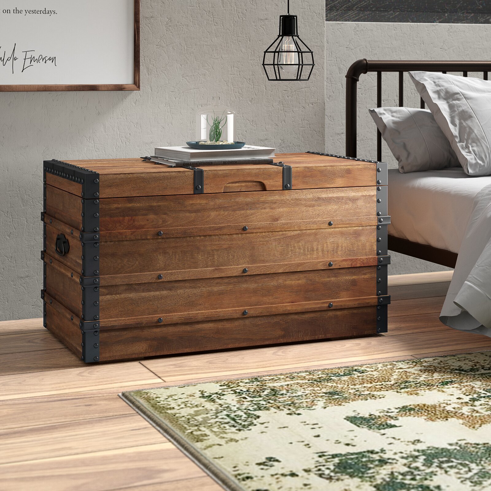 Solid Wood Chest With Black Accented Edges 