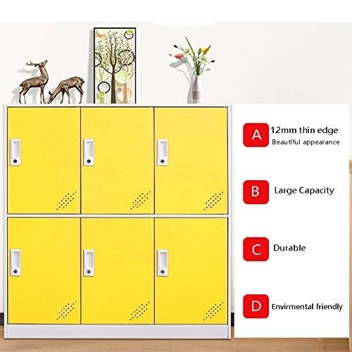 Steel Office Locker Cabinet with Keys, School and Home Storage Locker Organizer,Kids Locker for Cloth and Toy Organizer,Living Room Boy and Girl Metal Storage Locker Cabinet (Yelllow)