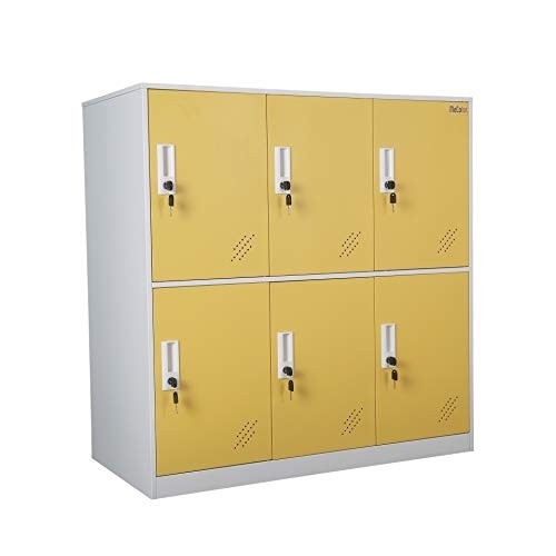 Steel Office Locker Cabinet with Keys, School and Home Storage Locker Organizer,Kids Locker for Cloth and Toy Organizer,Living Room Boy and Girl Metal Storage Locker Cabinet (Yelllow)