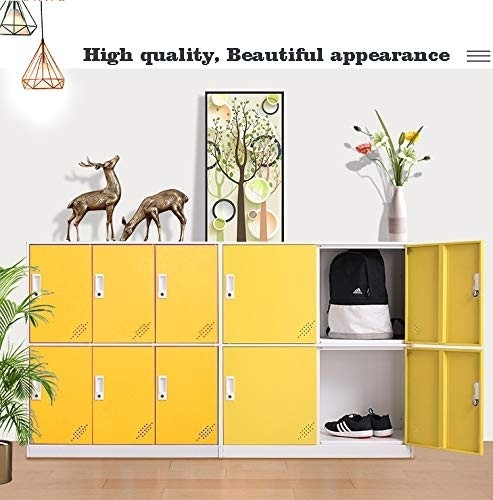Steel Office Locker Cabinet with Keys, School and Home Storage Locker Organizer,Kids Locker for Cloth and Toy Organizer,Living Room Boy and Girl Metal Storage Locker Cabinet (Yelllow)