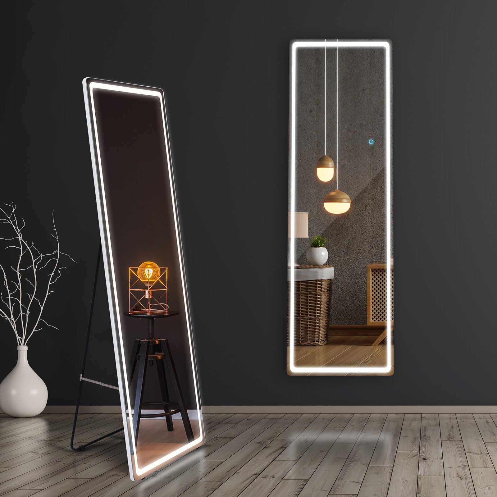 Stylish Lighted Floor Mirror