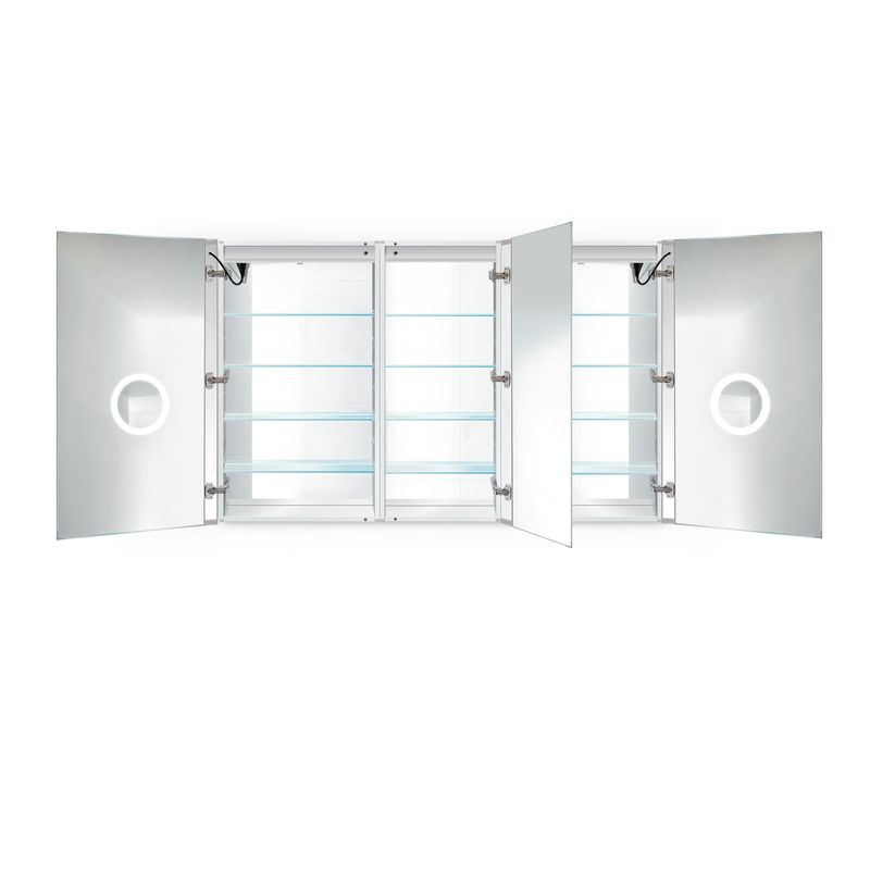 Surface Mount 6 Doors Medicine Cabinet with 12 Adjustable Shelves and LED Lighting