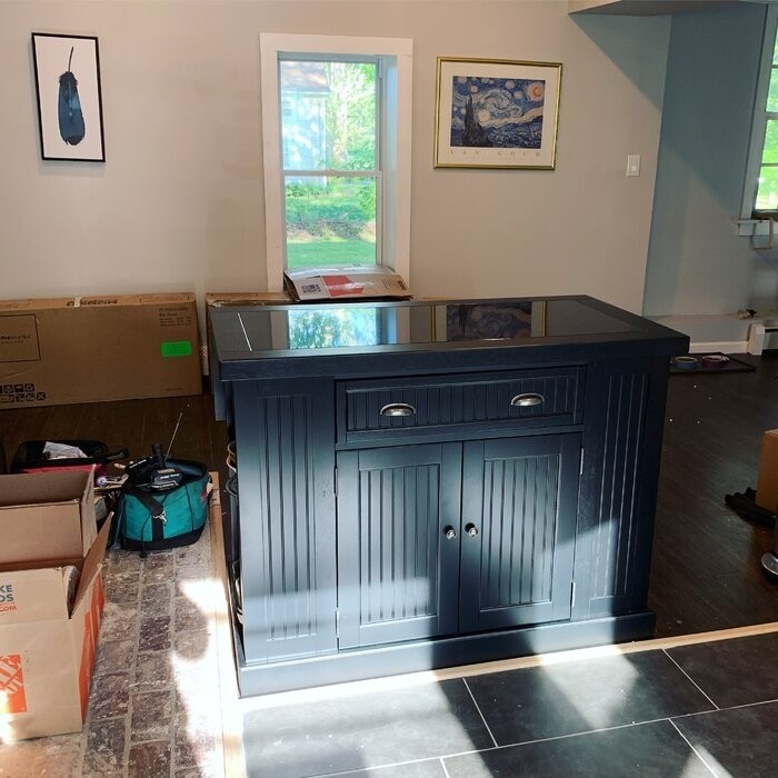 Swanscombe 48'' Wide Kitchen Island Set with Granite Top