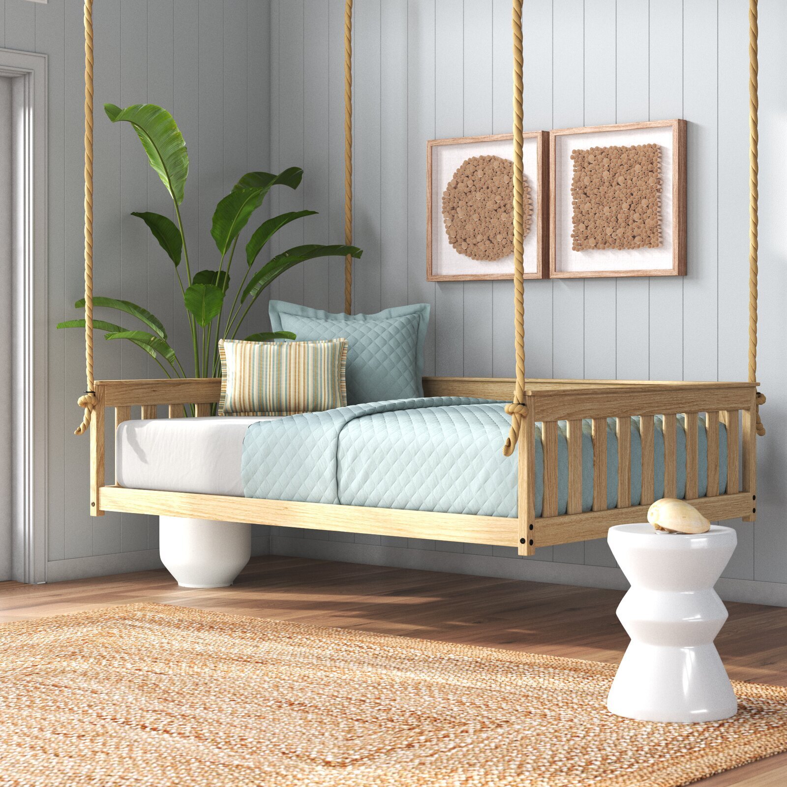 Swinging Daybed With Wood Frame