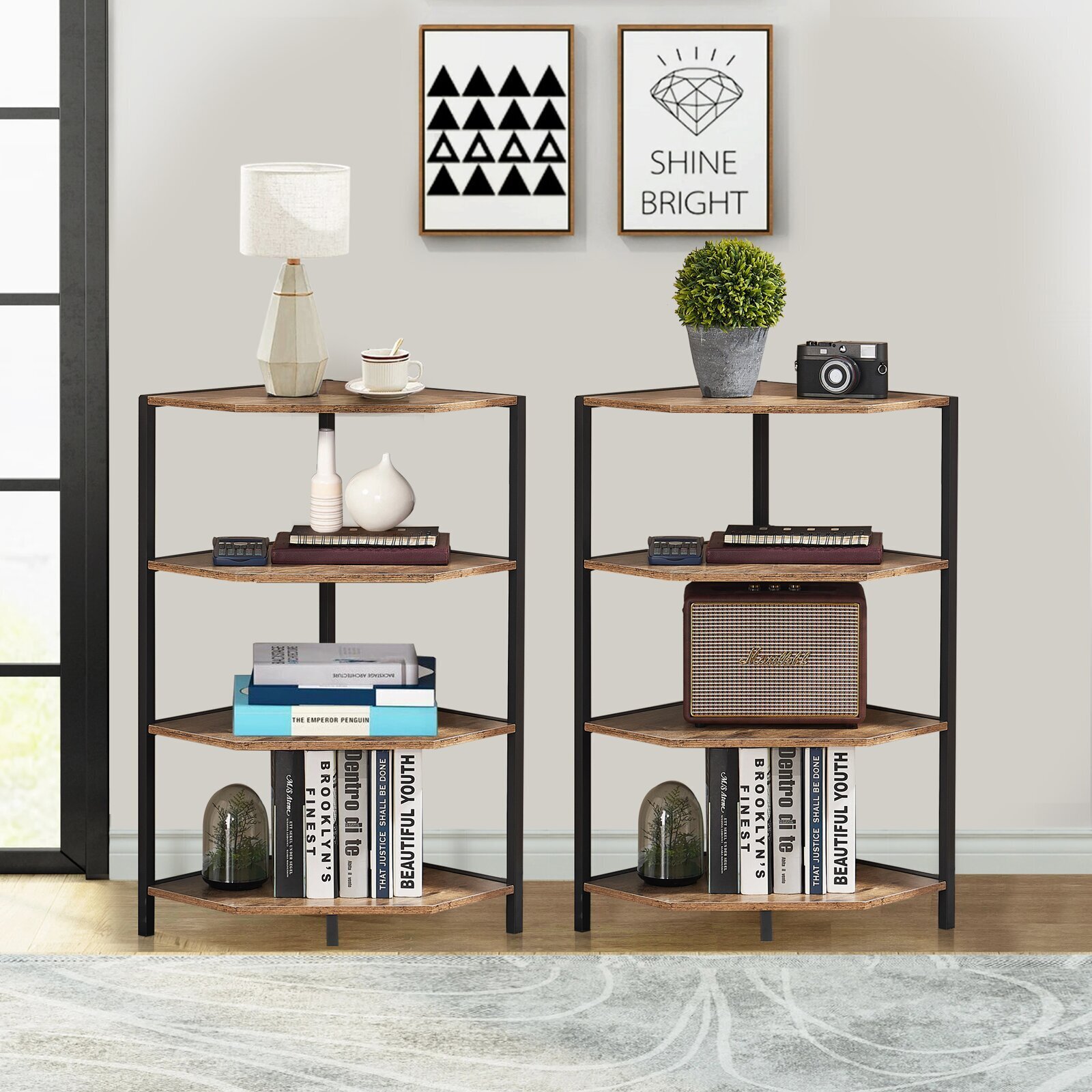 Tall Corner End Tables With Shelves