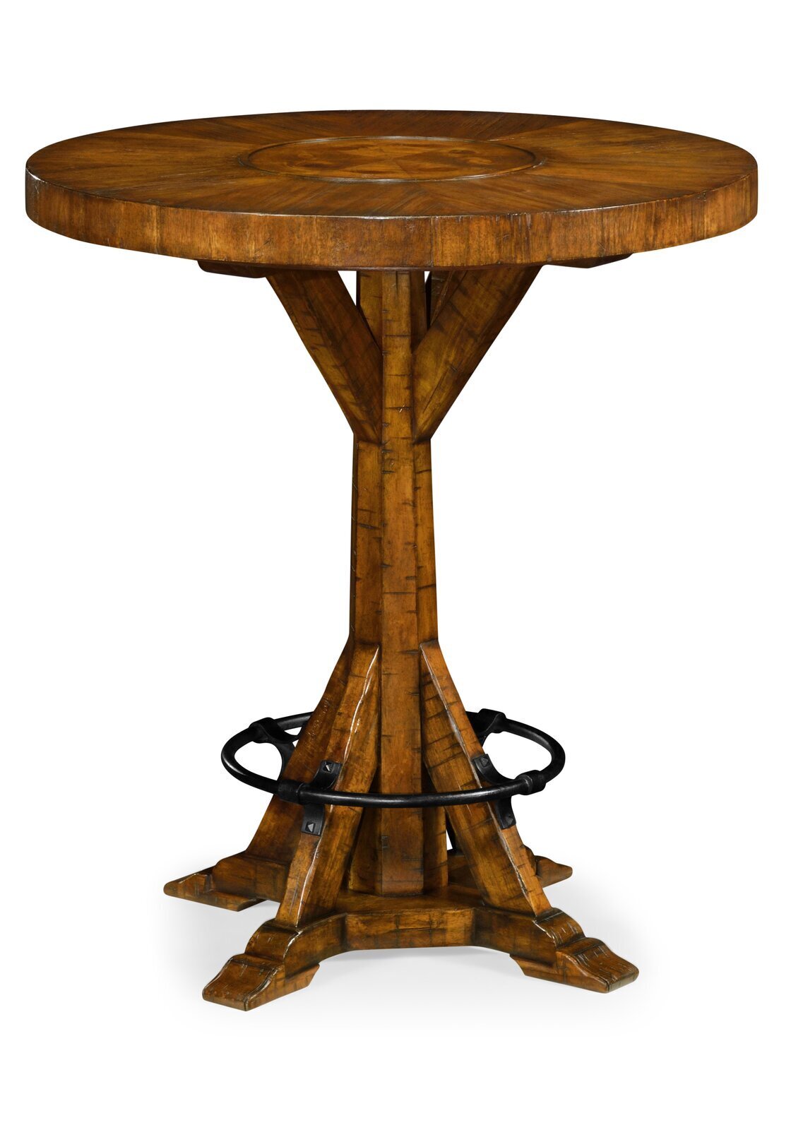 Tall Farmhouse Style Round Dining Table With Drop Leaf