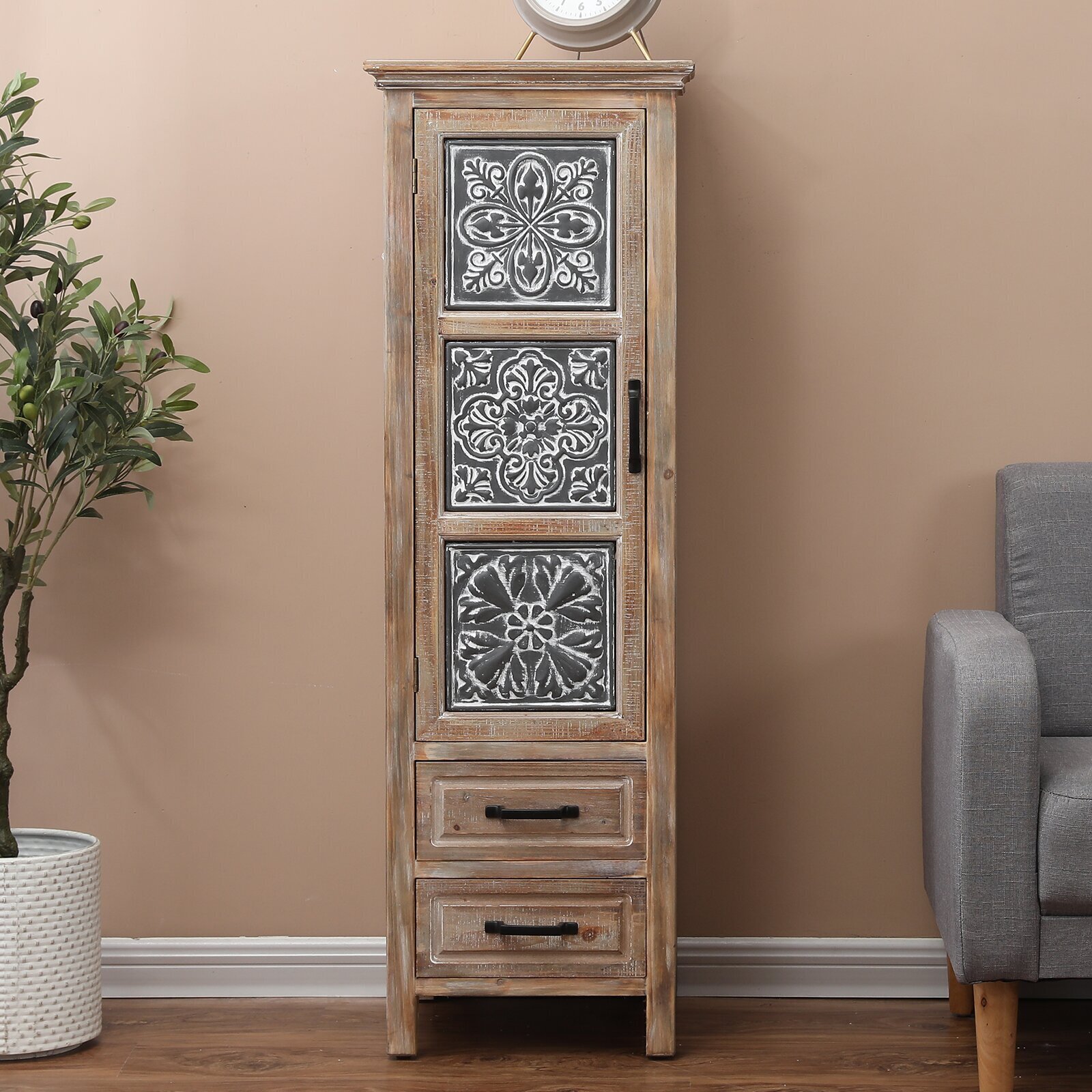 Tall Moroccan Style Accent Cabinet