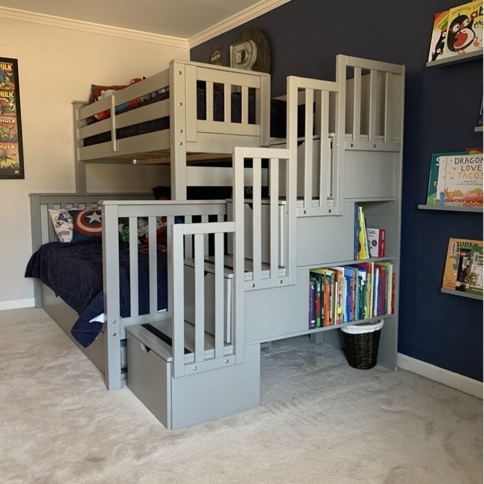 Tena 4 Drawer Solid Wood Standard Bunk Bed with Trundle by Harriet Bee
