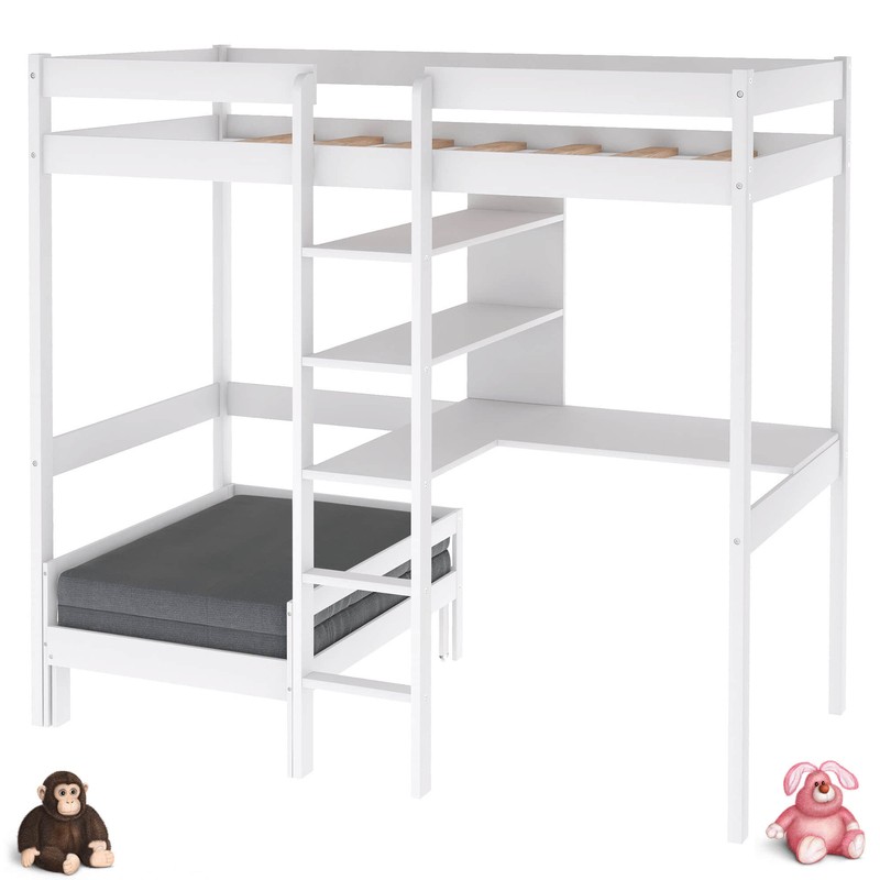 Thale Twin Loft Bed and Mattress with Built-in-Desk by Harriet Bee