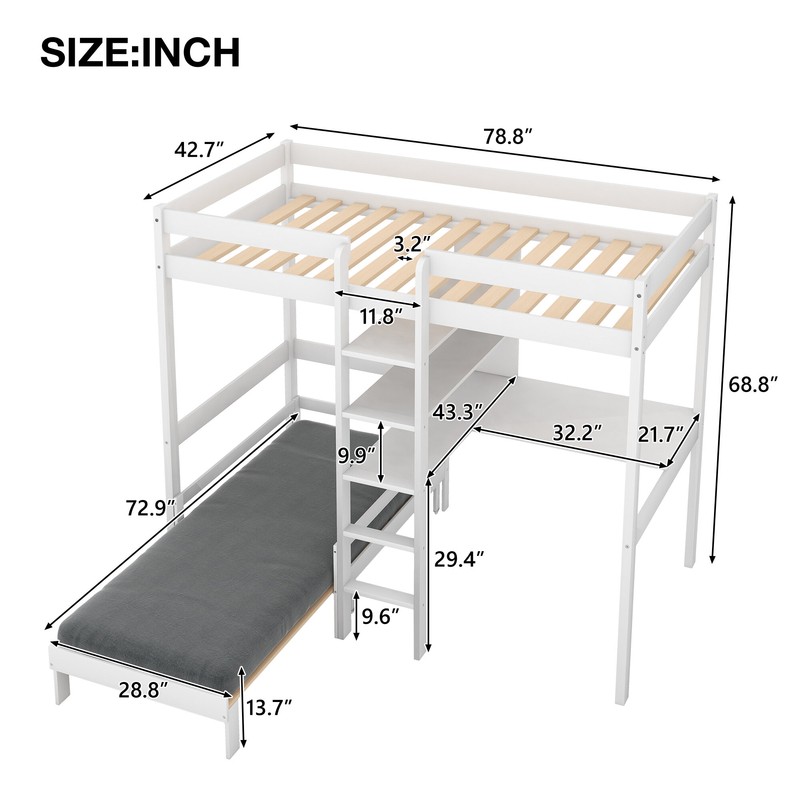 Thale Twin Loft Bed and Mattress with Built-in-Desk by Harriet Bee