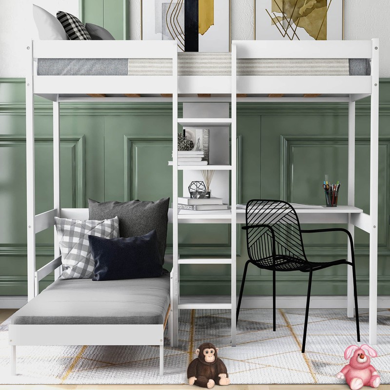 Thale Twin Loft Bed and Mattress with Built-in-Desk by Harriet Bee