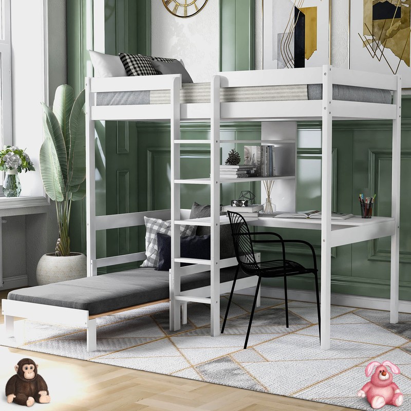Thale Twin Loft Bed and Mattress with Built-in-Desk by Harriet Bee