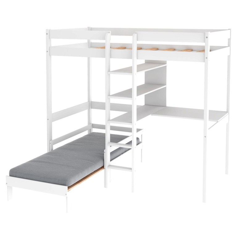 Thale Twin Loft Bed and Mattress with Built-in-Desk by Harriet Bee