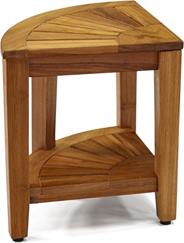 The Original Kai 15.5" Corner Teak Shower Bench with Shelf