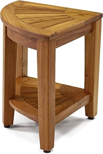 The Original Kai 15.5" Corner Teak Shower Bench with Shelf