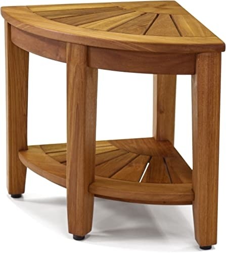 The Original Kai 15.5" Corner Teak Shower Bench with Shelf