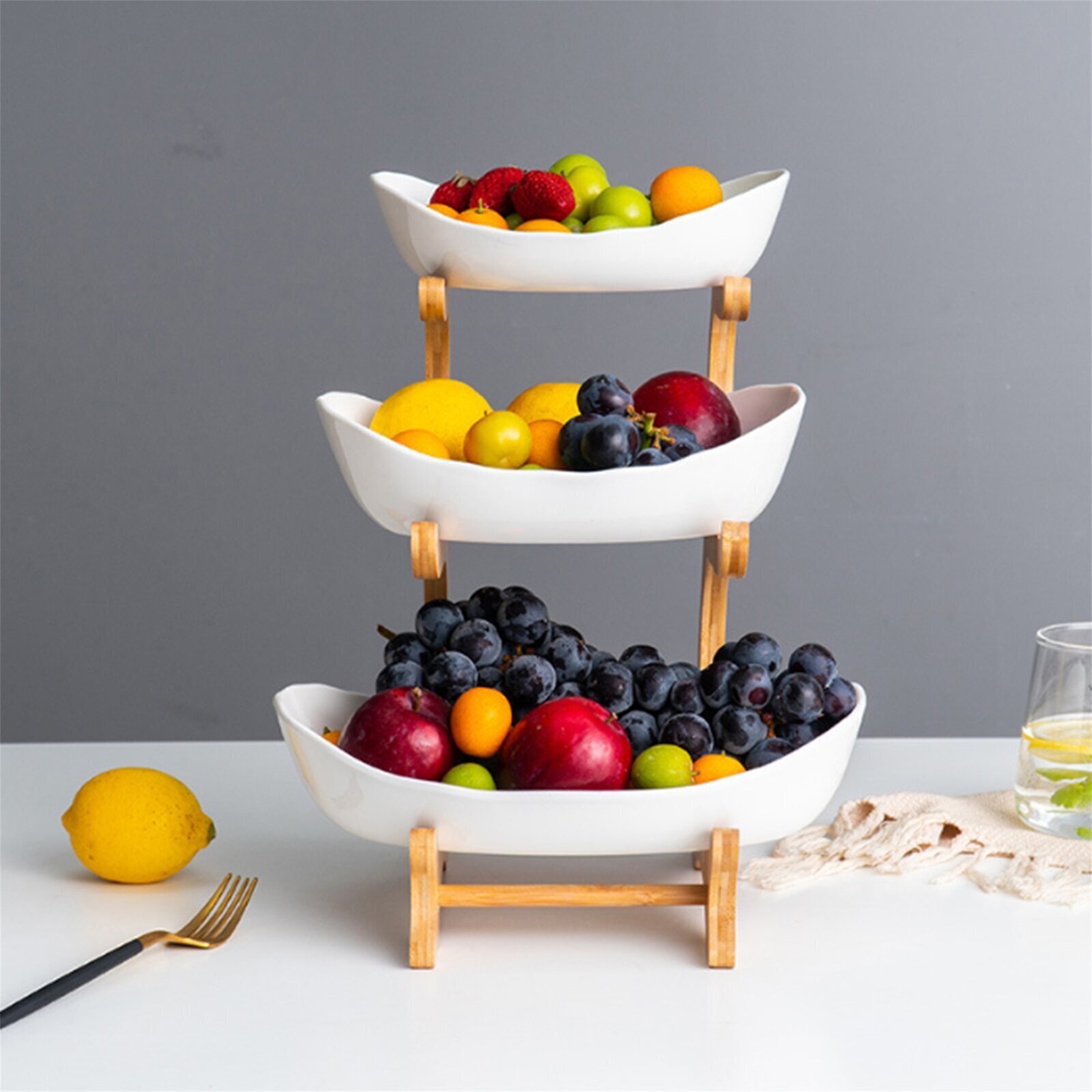 Three Tier Ceramic Fruit Bowls
