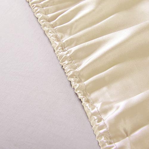 THXSILK 4pcs Silk Bed Sheets Set, 100% Long Stranded 25 Momme Mulberry Silk Bedding Set, Sheets and Pillowcase Set, Extremely Soft and Luxurious (Champagne, King)