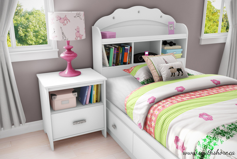 Tiara Twin 3 Drawer Platform Bed with Bookcase by South Shore