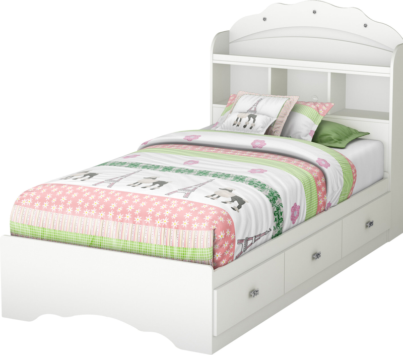 Tiara Twin 3 Drawer Platform Bed with Bookcase by South Shore