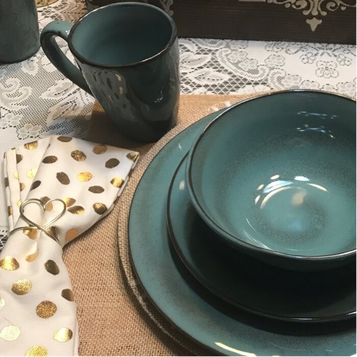 Toren Denim 16 Piece Dinnerware Set, Service for 4
