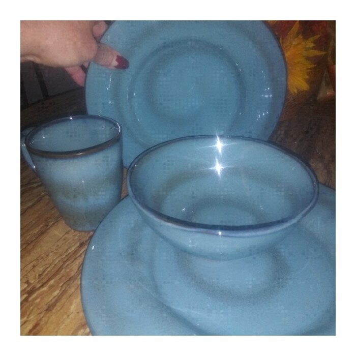 Toren Denim 16 Piece Dinnerware Set, Service for 4