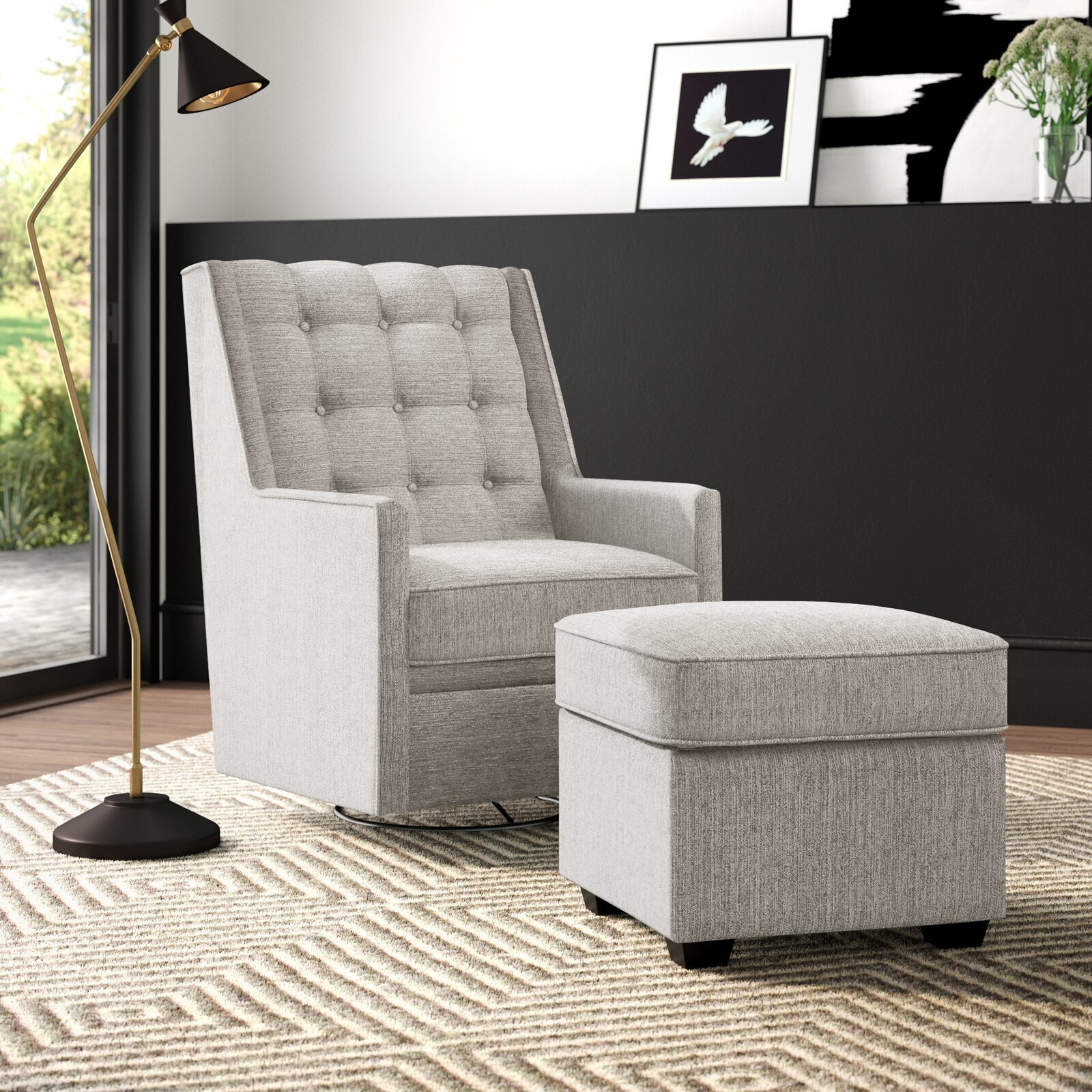 Traditional Glider Rocker with Ottoman