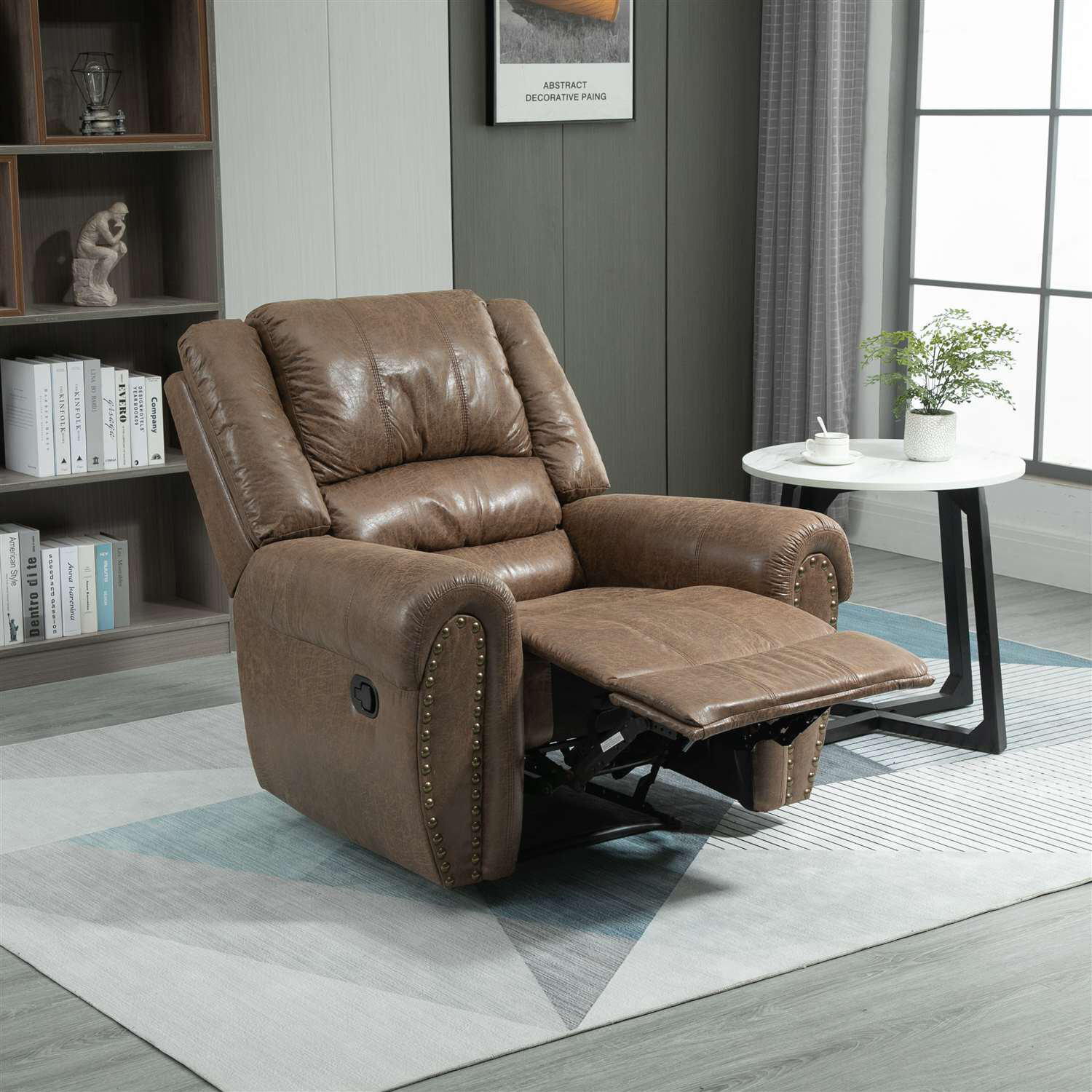 Traditional Swivel Recliner Leather