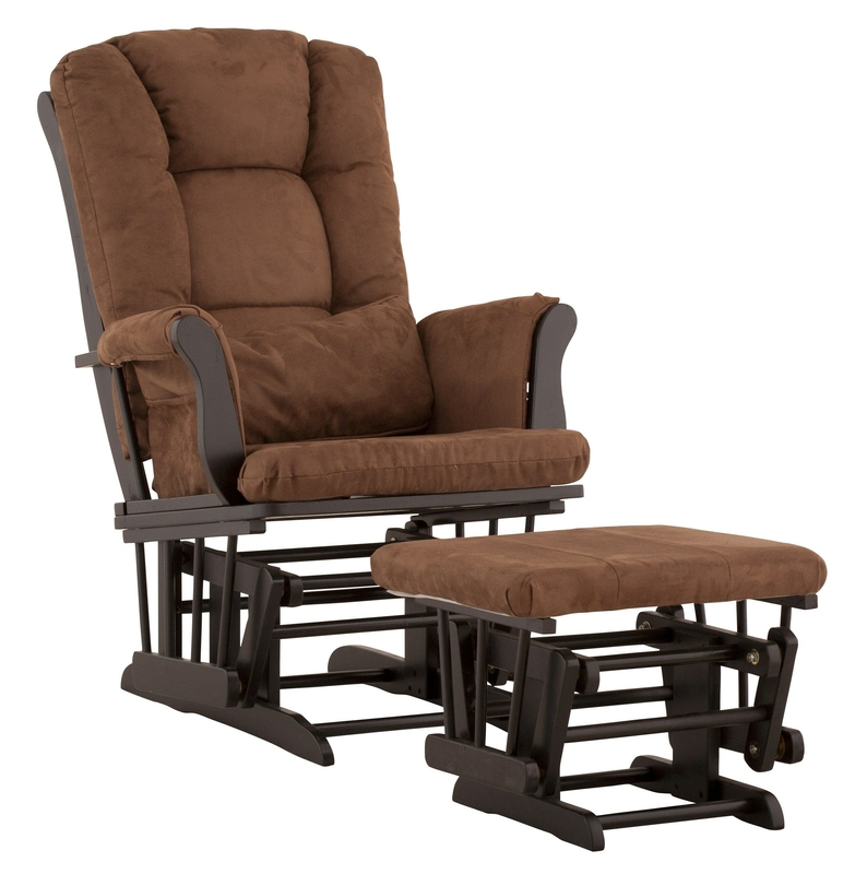 brown glider rocker and ottoman