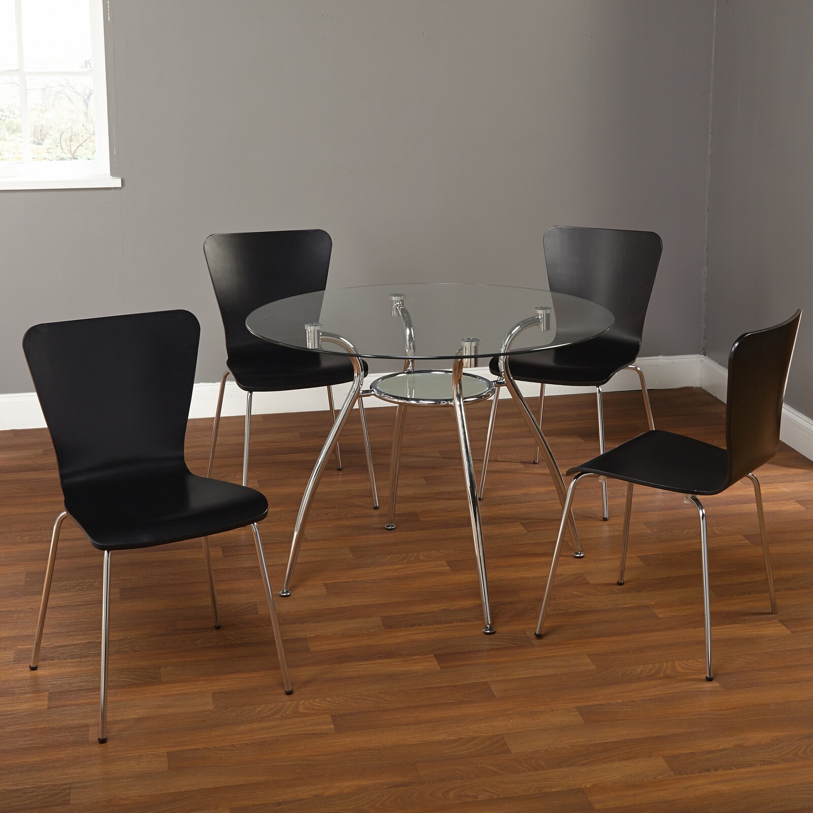 Versatile Simple Modern Table With Black Wooden Chairs 