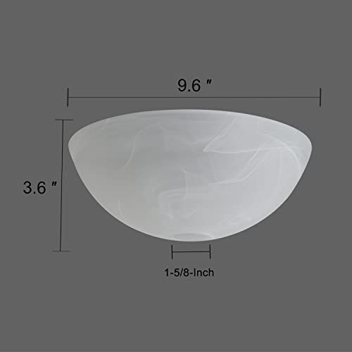 Voguad Torchiere Lamp Shade Replacement, Vintage Alabaster Glass Globe Replacement for Floor Lamp, Pendant Light, Desk Lamp, Fitter Opening 1.625 inch, Small Lamp Shade (D9.8"xH3.5"), G0068