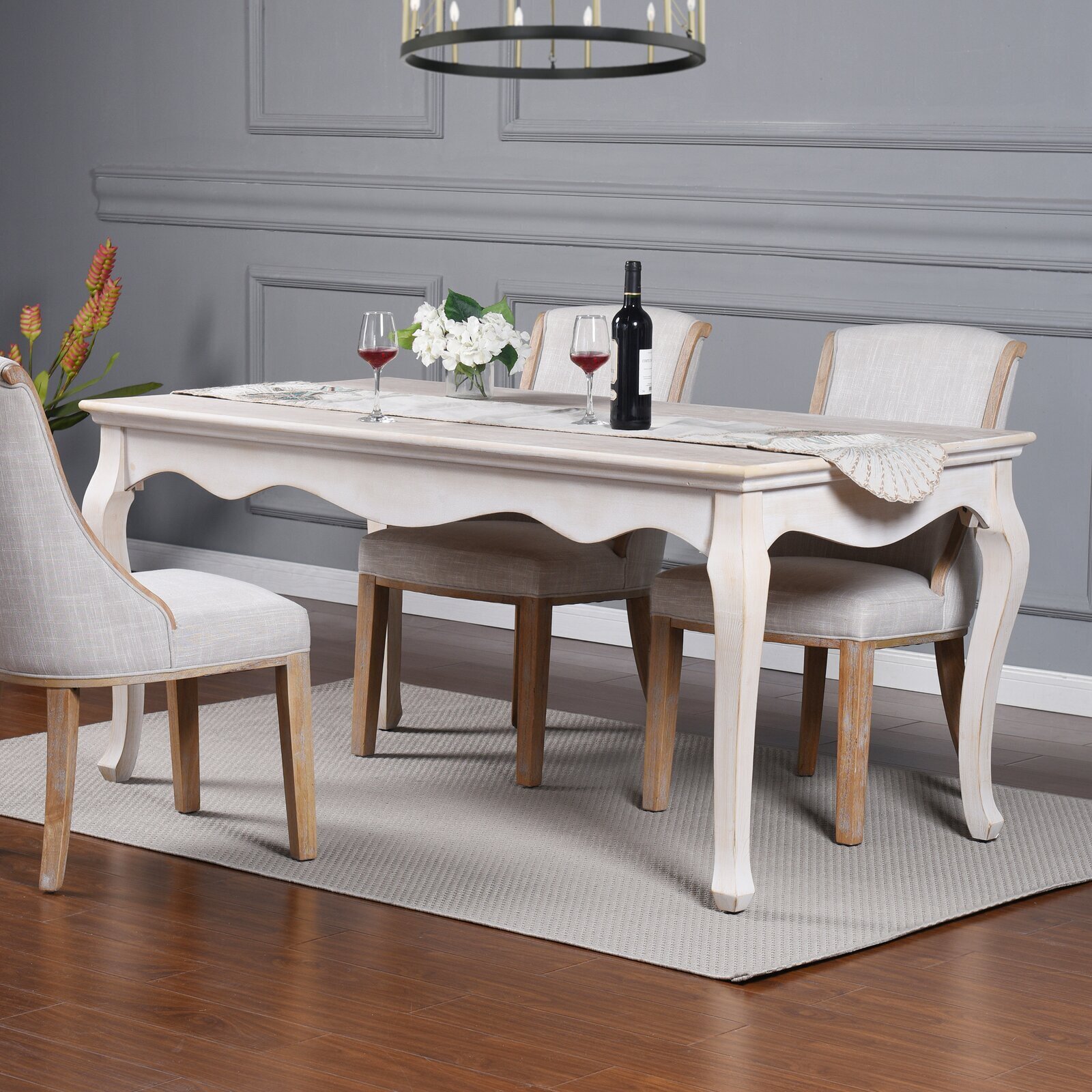 White Dining Table With Wavy Apron
