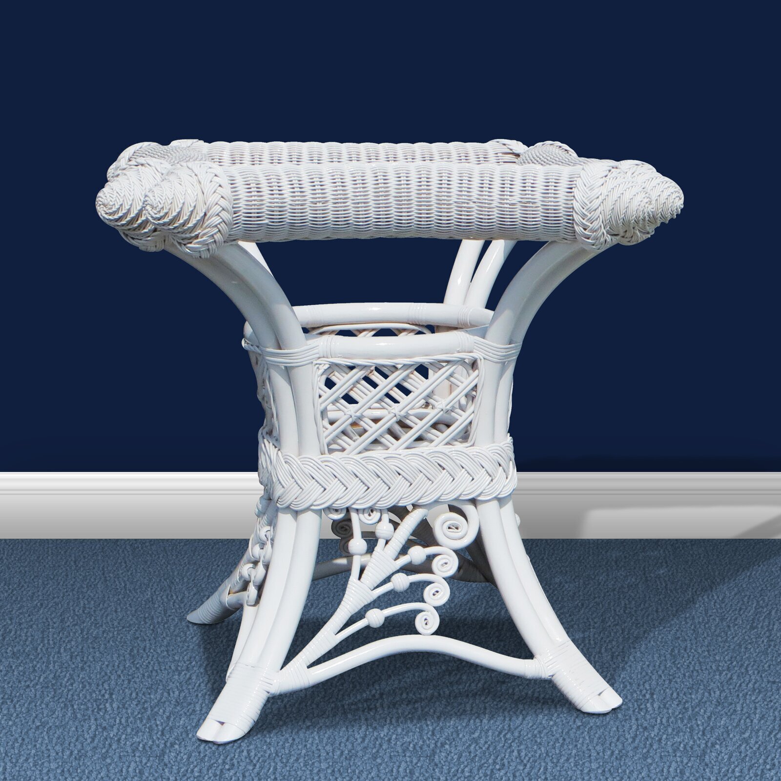 White Dining Table With Wicker Base