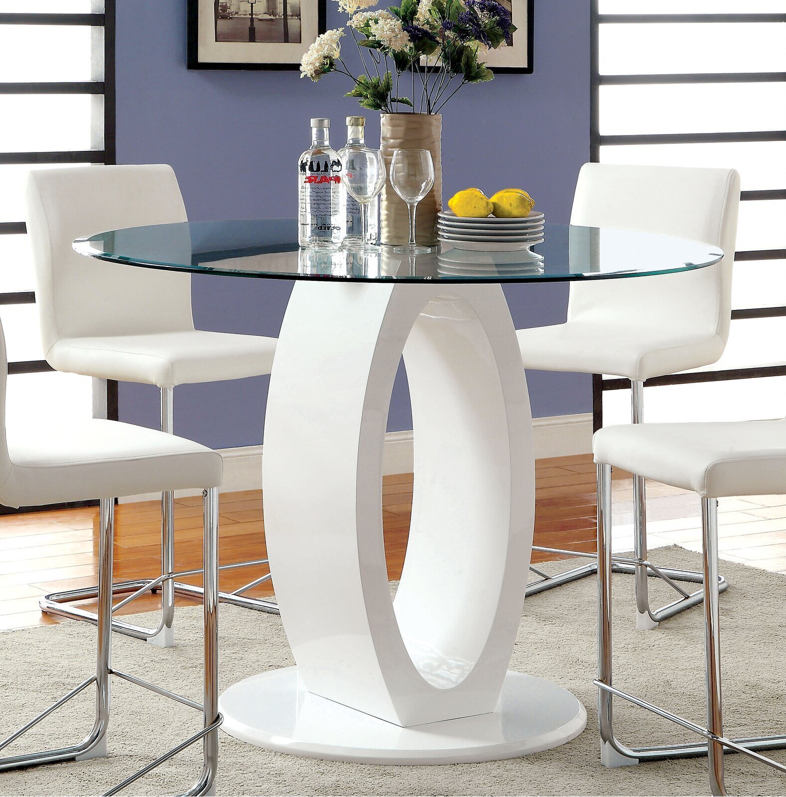 White Pedestal Dining Table With Glass Top