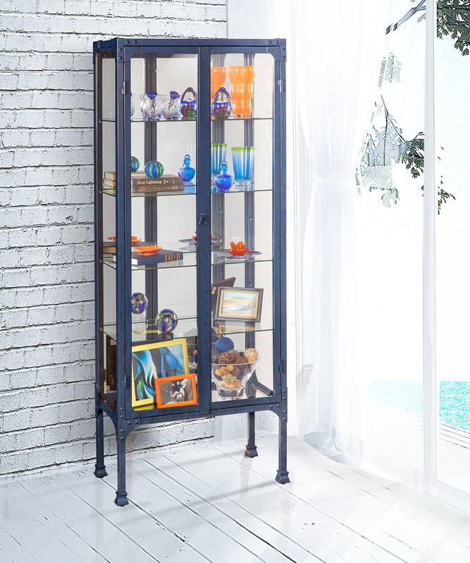 Whittlesey 28'' Wide Mirrored Back Curio Cabinet with Lighting