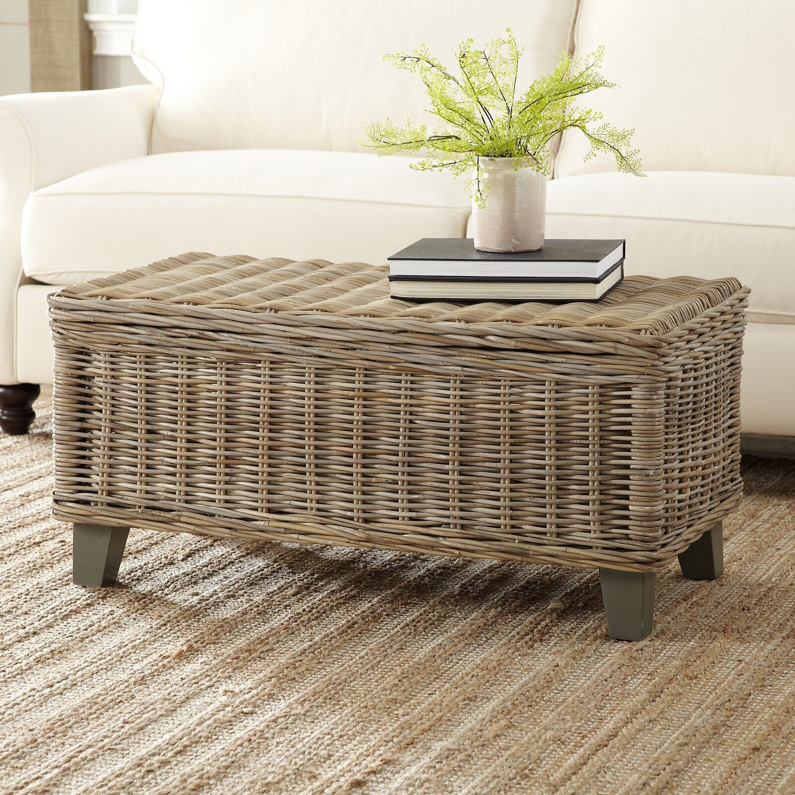 Wicker Coffee Table With Storage Chest