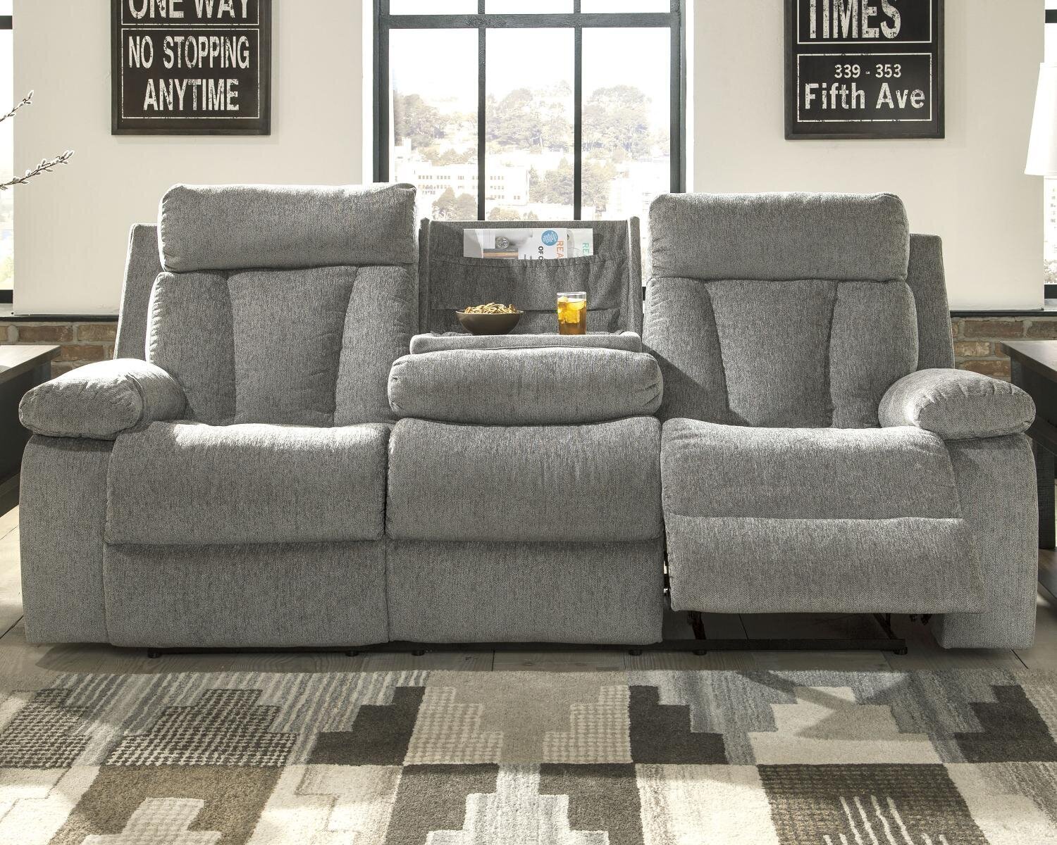 Wide Modern Reclining Sofa