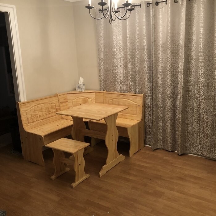 Wiens Pine Solid Wood Breakfast Nook Dining Set
