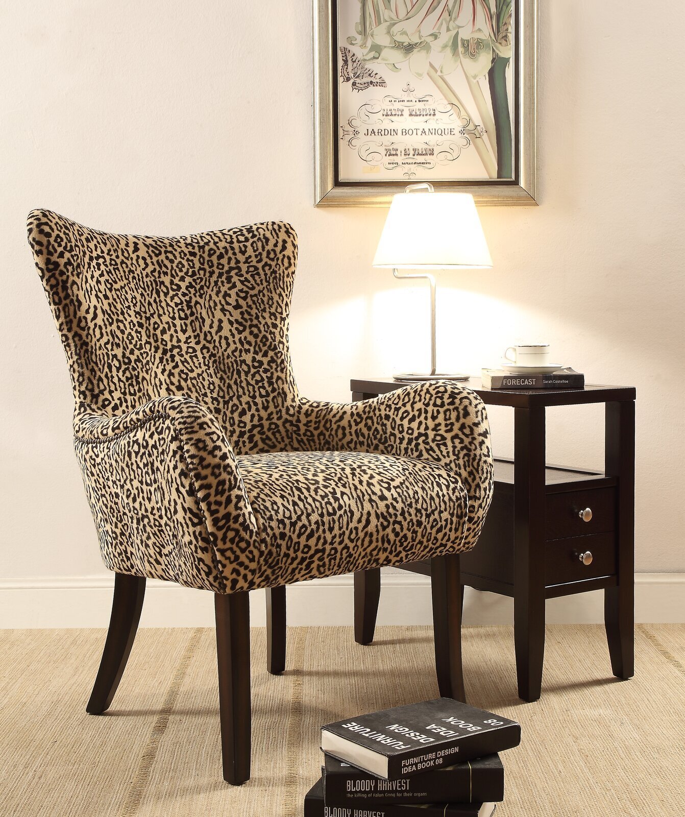 Wingback Leopard Print Slipper Chair