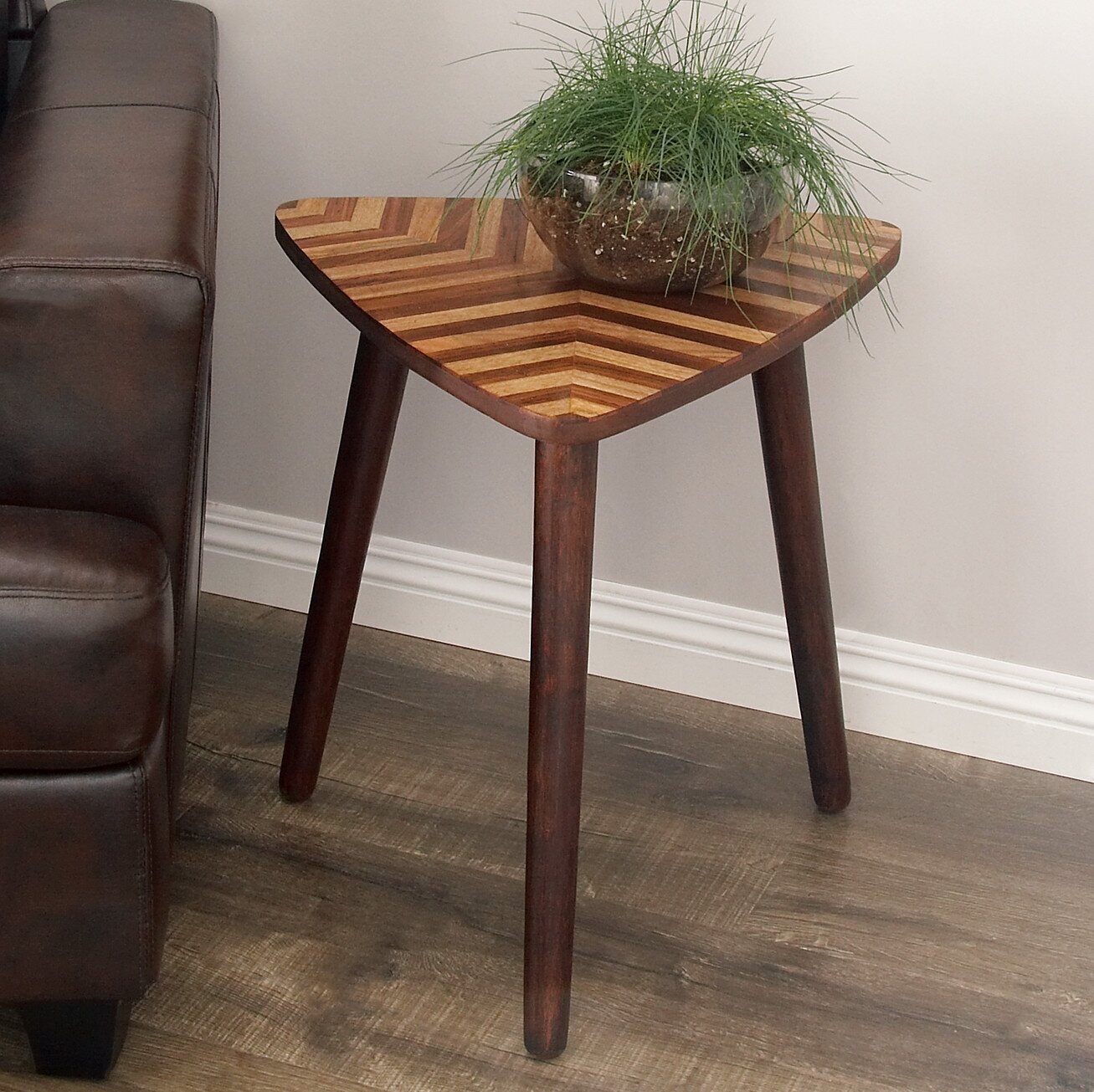 Wooden Round Edged Triangle Table 