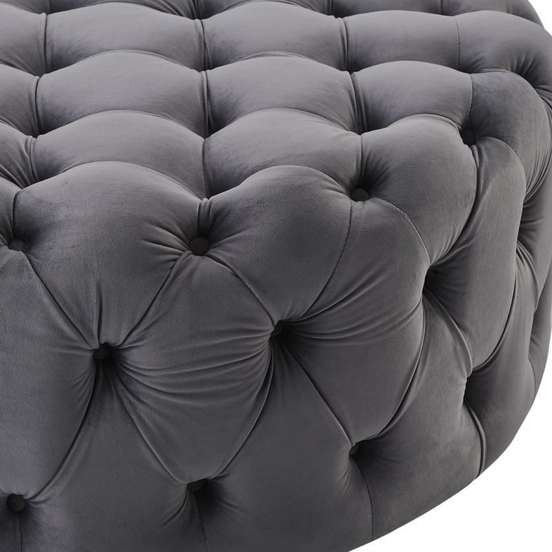 Zermeno 42'' Wide Velvet Tufted Round Cocktail Ottoman