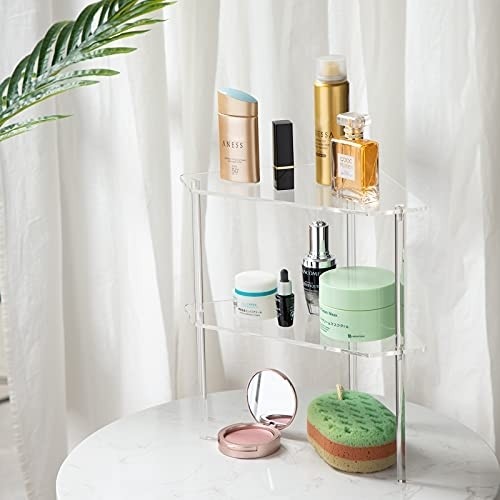 2 Pieces Bathroom Organization Corner Organizer Shower Organization Acrylic Corner Shelf Clear Floating Shower Shelf for Bathroom Kitchen Toilet