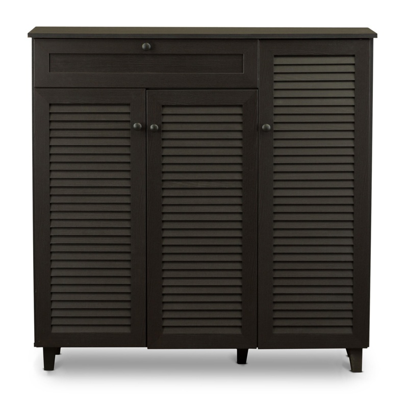 20-Pair Espresso Shoe Storage Cabinet