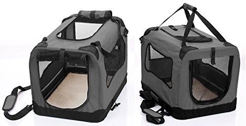 2PET Foldable Dog Crate - Soft, Easy to Fold & Carry Dog Crate for Indoor & Outdoor Use - Comfy Dog Home & Dog Travel Crate - Strong Steel Frame, Washable Fabric Cover - Extra Large, Grizzle Grey