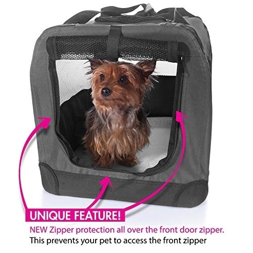 2PET Foldable Dog Crate - Soft, Easy to Fold & Carry Dog Crate for Indoor & Outdoor Use - Comfy Dog Home & Dog Travel Crate - Strong Steel Frame, Washable Fabric Cover - Extra Large, Grizzle Grey