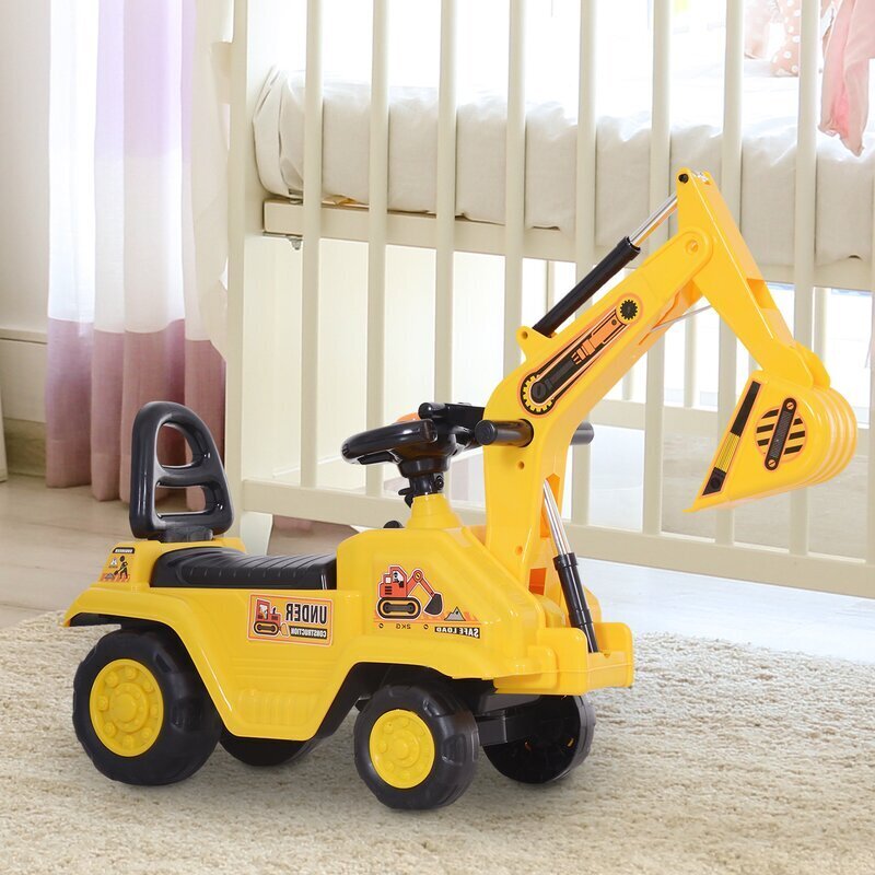 3 In 1 Ride On Excavator Toy Pulling Cart