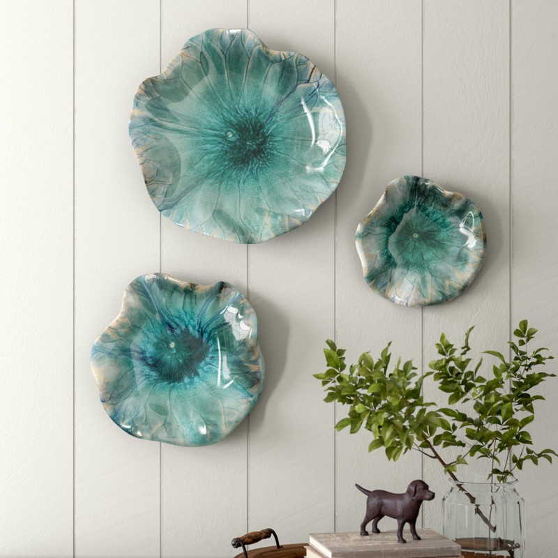 Ceramic Flower Hanging Wall Art Set