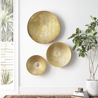 Shiny Brass Wall Discs Art  Brass wall art, Gold metal wall art