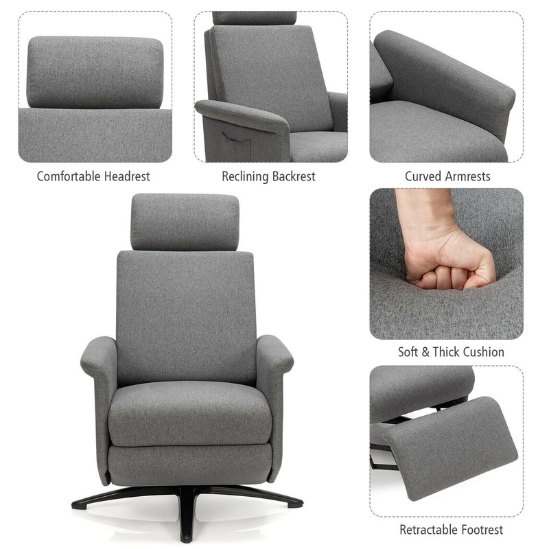 32.5'' Wide Manual Swivel Recliner with Massager